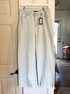 2 Fly Co. High-Rise Wide Leg Jeans in Light Blue - Women
